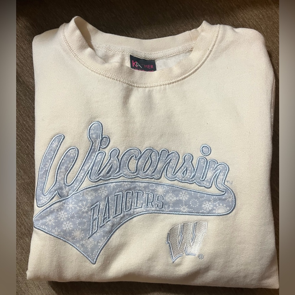 Wisconsin Badgers Women’s Winter Blue & White Crewneck Large